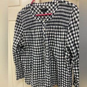Black gingham popover top.